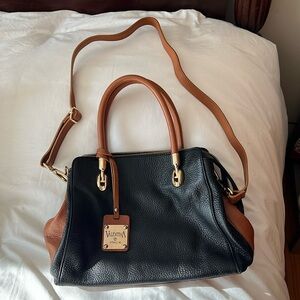Valentina Designer Italy Black/Brown Italia Satchel Shoulder bag Purse.